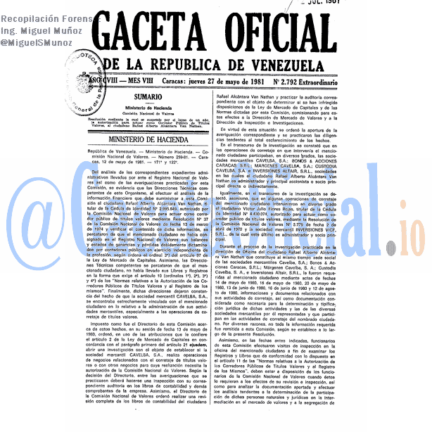 Gaceta Oficial 2792 del 27 Mayo 1981