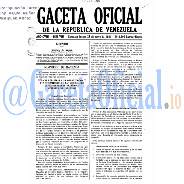 Gaceta Oficial 2795 del 28 Mayo 1981