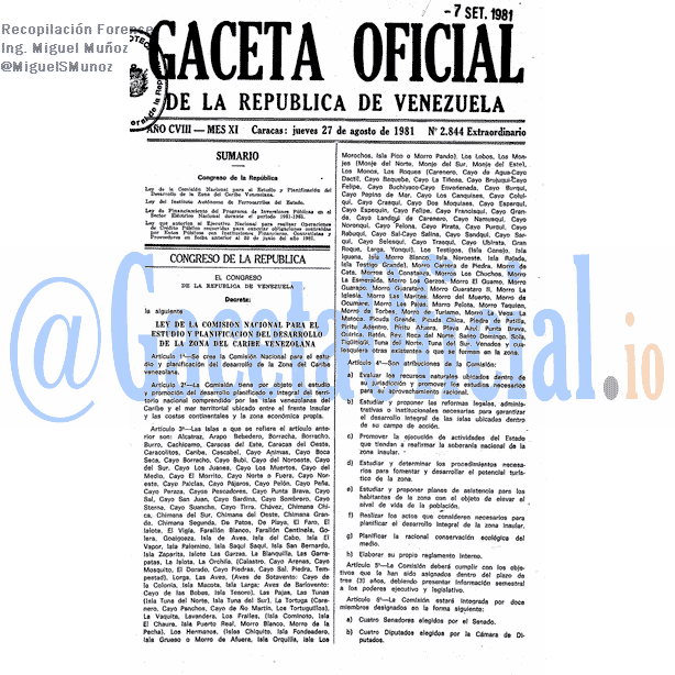 Gaceta Oficial 2844 del 27 Agosto 1981