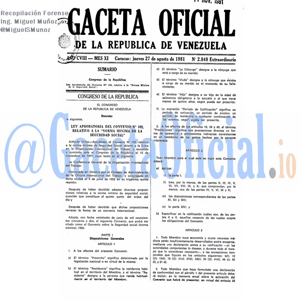 Gaceta Oficial 2848 del 27 Agosto 1981