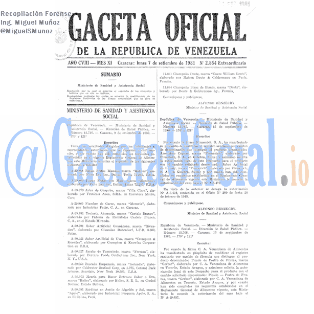 Gaceta Oficial 2854 del 7 Septiembre 1981