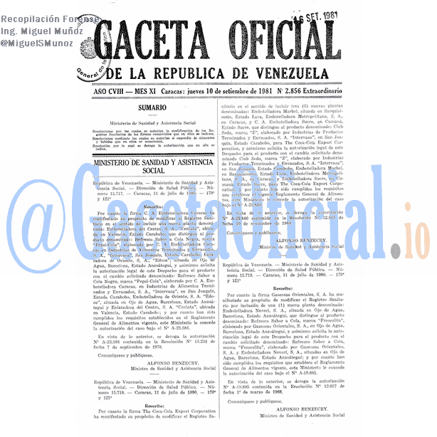 Gaceta Oficial 2856 del 10 Septiembre 1981