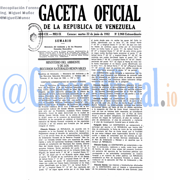 Gaceta Oficial 2968 del 22 Junio 1982