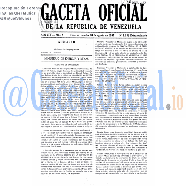 Gaceta Oficial 2998 del 10 Agosto 1982