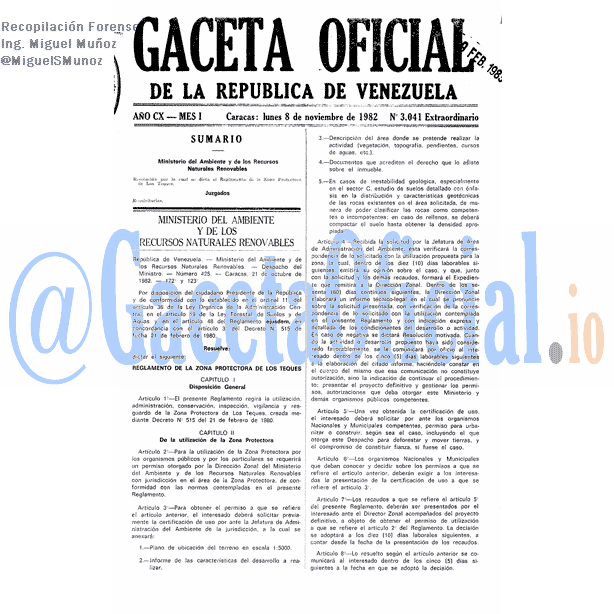 Gaceta Oficial 3041 del 8 Noviembre 1982