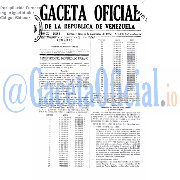 Gaceta Oficial 3042 del 8 Noviembre 1982