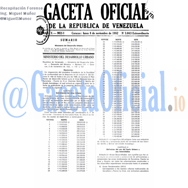 Gaceta Oficial 3043 del 8 Noviembre 1982