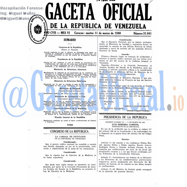 Gaceta Oficial 31941 del 11 Marzo 1980