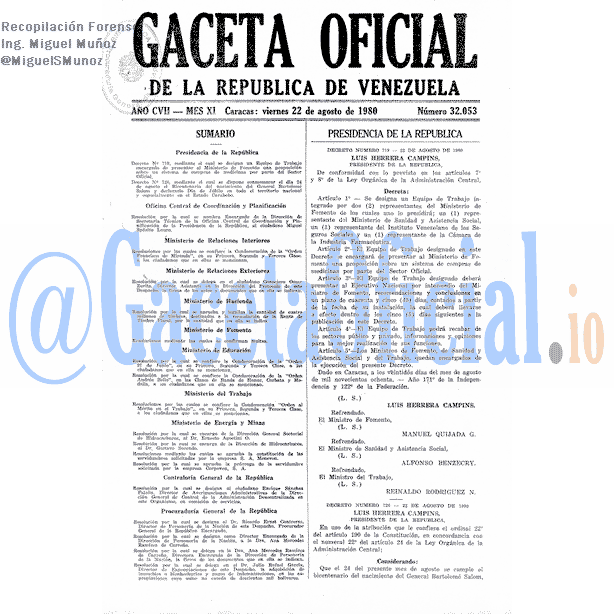Gaceta Oficial 32053 del 22 Agosto 1980