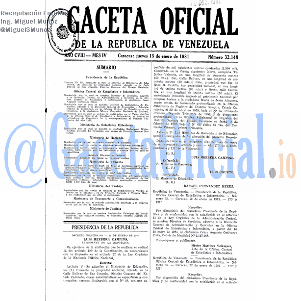 Gaceta Oficial 32148 del 15 Enero 1981