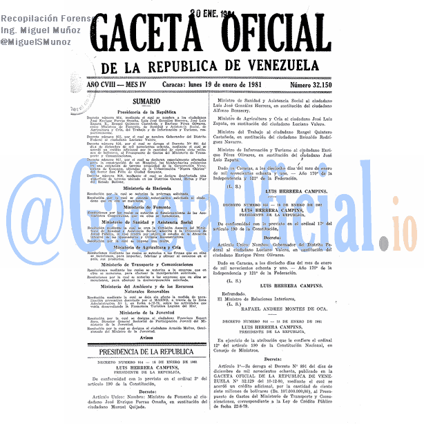 Gaceta Oficial 32150 del 19 Enero 1981