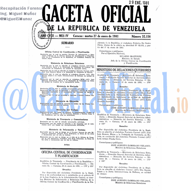 Gaceta Oficial 32156 del 27 Enero 1981
