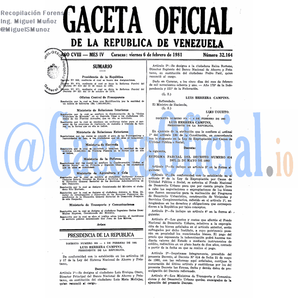 Gaceta Oficial 32164 del 6 Febrero 1981