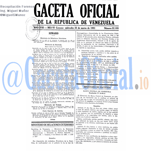 Gaceta Oficial 32195 del 25 Marzo 1981