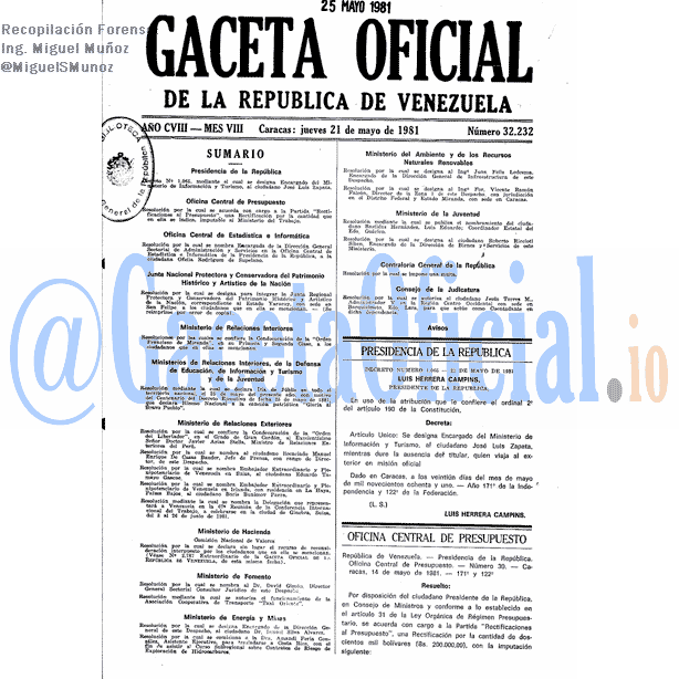 Gaceta Oficial 32232 del 21 Mayo 1981