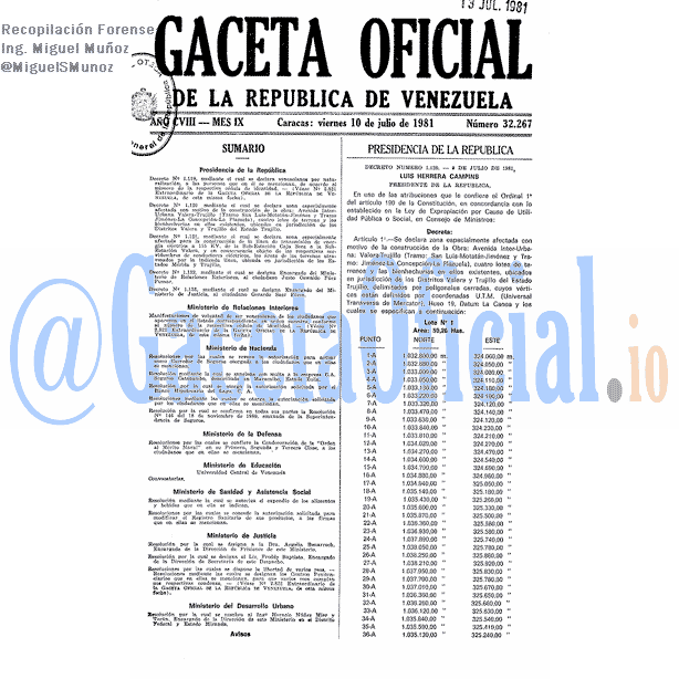 Gaceta Oficial 32267 del 10 Julio 1981