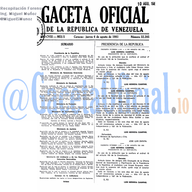 Gaceta Oficial 32285 del 6 Agosto 1981