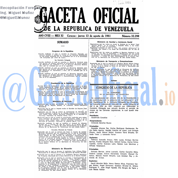 Gaceta Oficial 32290 del 13 Agosto 1981