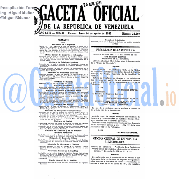 Gaceta Oficial 32297 del 24 Agosto 1981