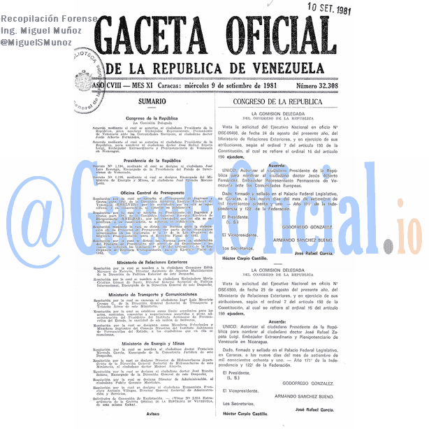 Gaceta Oficial 32308 del 9 Septiembre 1981