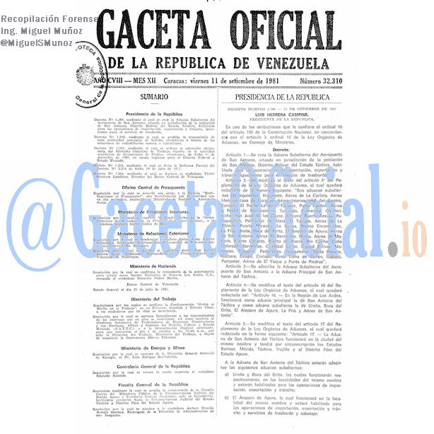 Gaceta Oficial 32310 del 11 Septiembre 1981