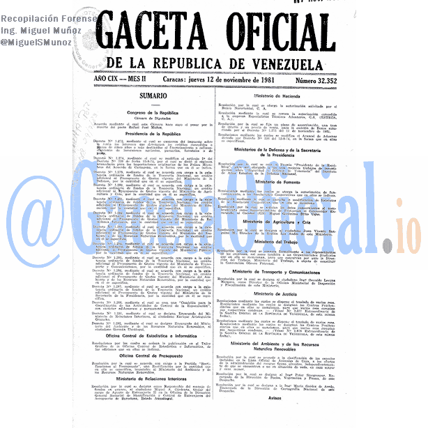 Gaceta Oficial 32352 del 12 Noviembre 1981