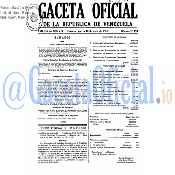 Gaceta Oficial 32493 del 10 Junio 1982