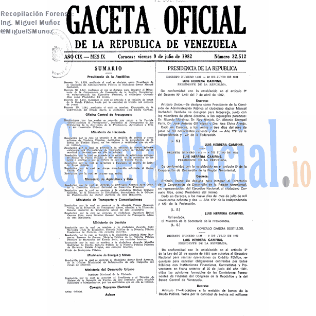 Gaceta Oficial 32512 del 9 Julio 1982