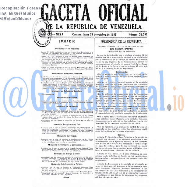 Gaceta Oficial 32587 del 25 Octubre 1982