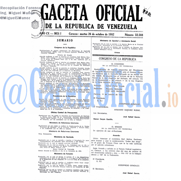 Gaceta Oficial 32588 del 26 Octubre 1982