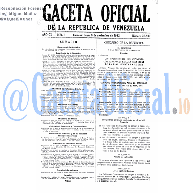 Gaceta Oficial 32597 del 8 Noviembre 1982