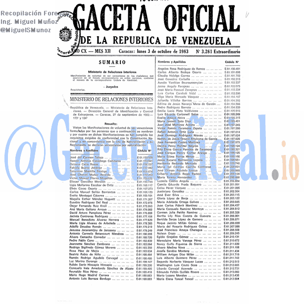 Gaceta Oficial 3261 del 3 Octubre 1983