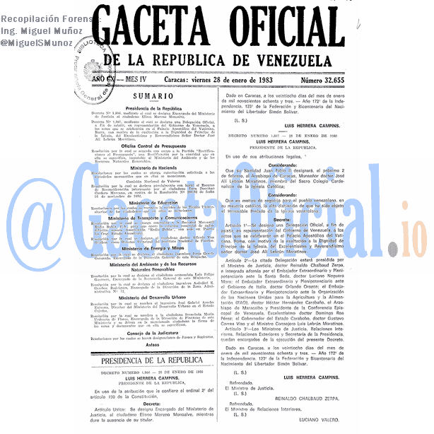 Gaceta Oficial 32655 del 28 Enero 1983
