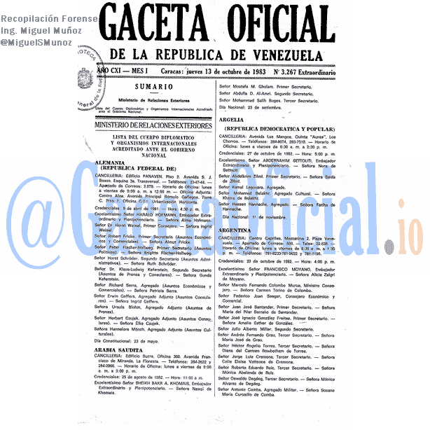 Gaceta Oficial 3267 del 13 Octubre 1983
