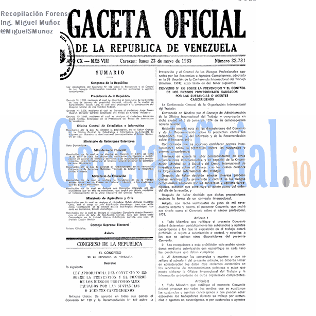 Gaceta Oficial 32731 del 23 Mayo 1983