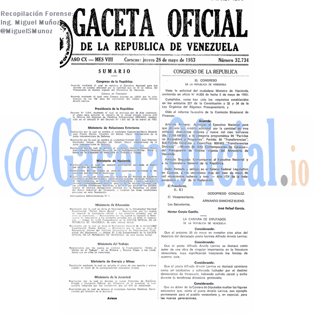 Gaceta Oficial 32734 del 26 Mayo 1983