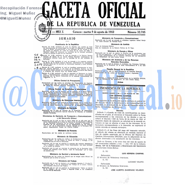 Gaceta Oficial 32785 del 9 Agosto 1983