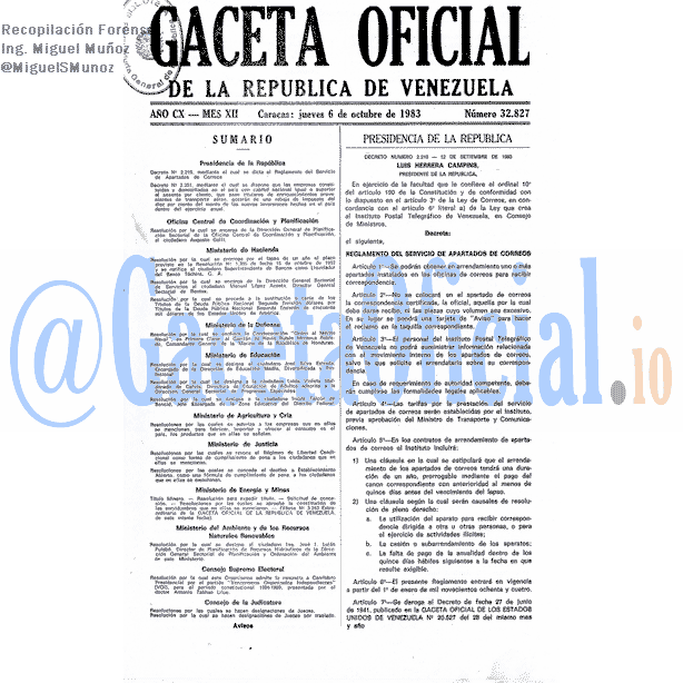Gaceta Oficial 32827 del 6 Octubre 1983