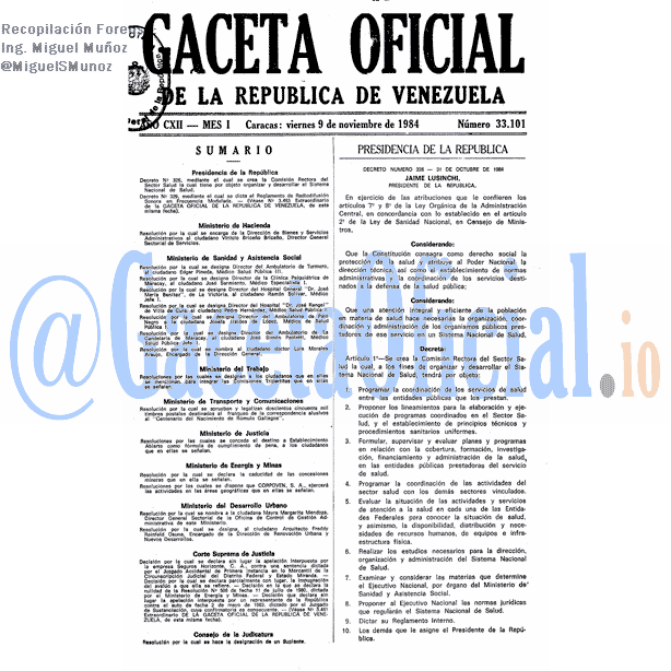 Gaceta Oficial 33101 del 9 Noviembre 1984