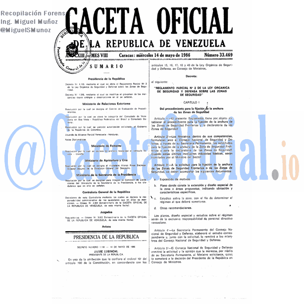 Gaceta Oficial 33469 del 14 Mayo 1986