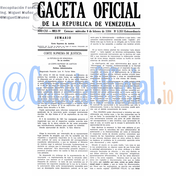 Gaceta Oficial 3351 del 8 Febrero 1984