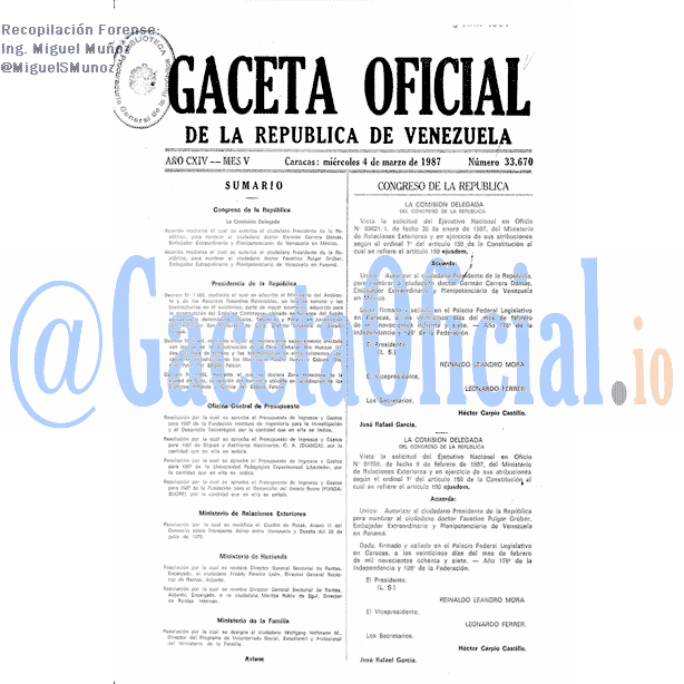 Gaceta Oficial 33670 del 4 Marzo 1987