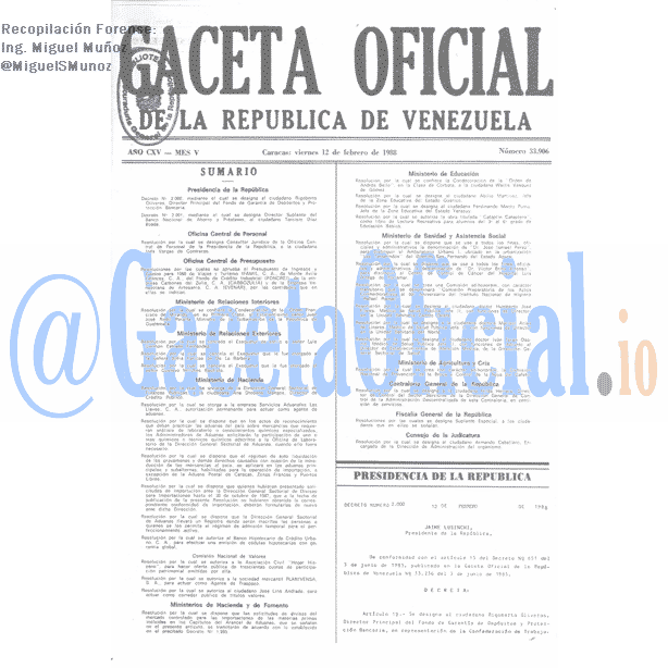 Gaceta Oficial 33906 del 12 Febrero 1988