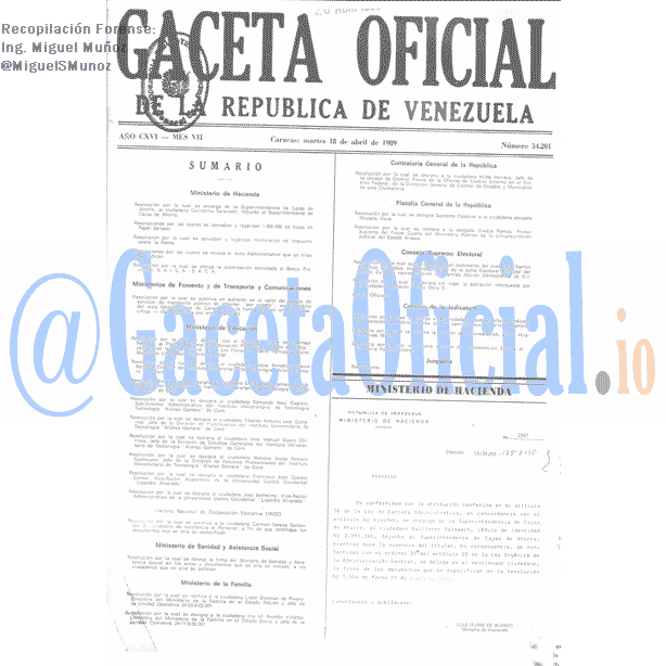 Gaceta Oficial 34201 del 18 Abril 1989