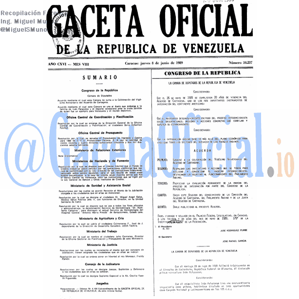 Gaceta Oficial 34237 del 8 Junio 1989