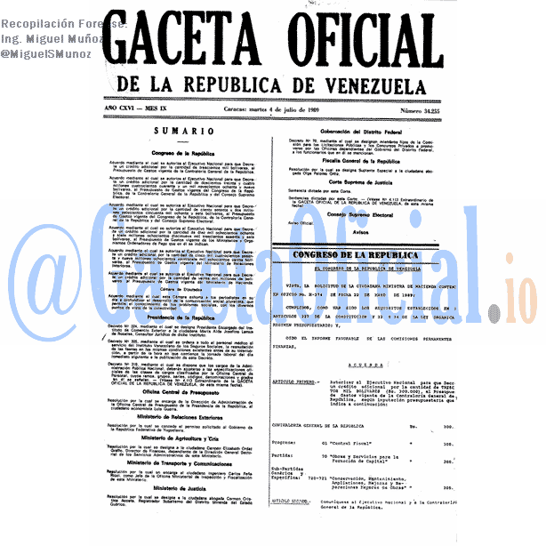 Gaceta Oficial 34255 del 4 Julio 1989