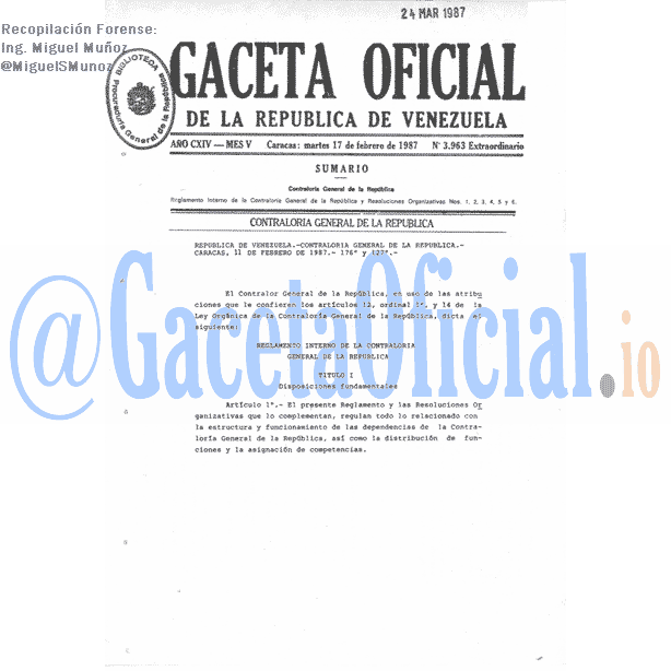 Gaceta Oficial 3963 del 17 Febrero 1987