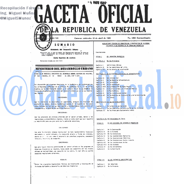 Gaceta Oficial 4085 del 12 Abril 1989