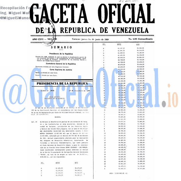 Gaceta Oficial 4101 del 1 Junio 1989