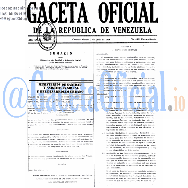 Gaceta Oficial 4103 del 2 Junio 1989
